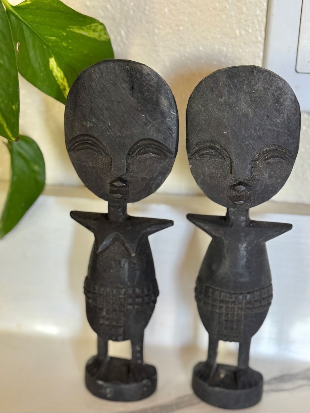 West Africa vintage hand-carved wooden fertility dolls  Ghanaian Akua'ba statues